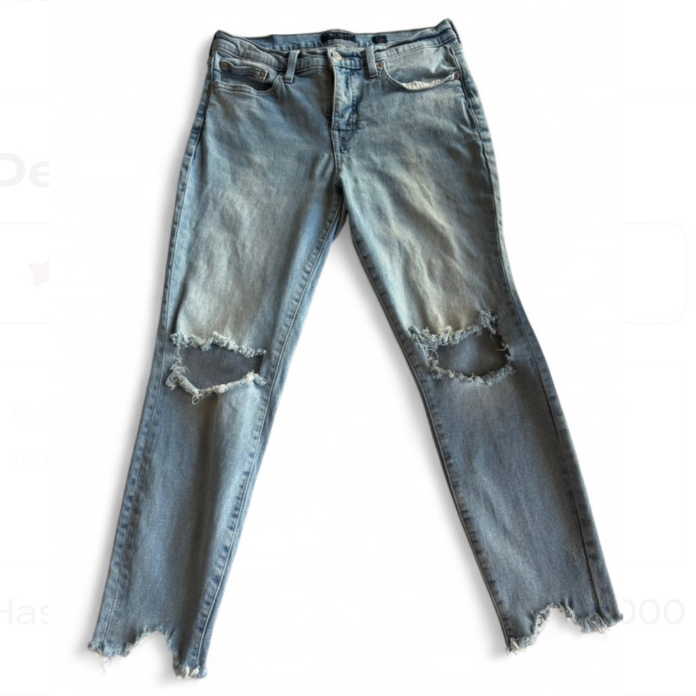 Lucky Brand Distressed Skinny Jeans Size 8/29 Light Wash Raw Hem Ankle